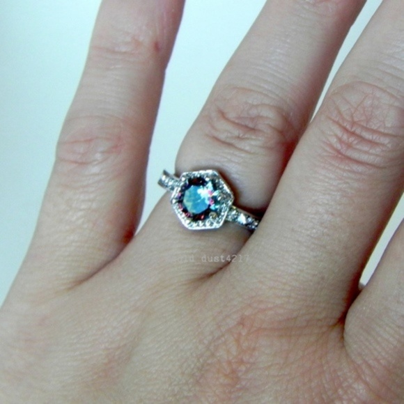 Stunning Mystic Topaz Halo Ring - Picture 2 of 5